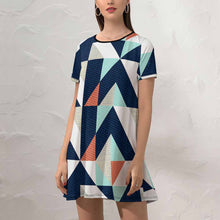 Cargar imagen en el visor de la galería, Vestido Holgado de Manga Corta Casual para Mujer NZ011 Personalizado con Impresión Completa con Foto Logo Patrón Texto
