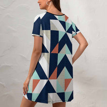Cargar imagen en el visor de la galería, Vestido Holgado de Manga Corta Casual para Mujer NZ011 Personalizado con Impresión Completa con Foto Logo Patrón Texto