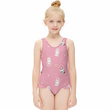 Cargar imagen en el visor de la galería, Traje de baño / Bañador de Una Pieza con Volantes de natación para niñas NT030 Personalizado con Impresión Completa con Foto Logo Patrón Texto