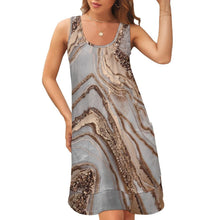 Cargar imagen en el visor de la galería, Vestido sin mangas con cuello en U de dos piezas falsas QQ Personalizado con Impresión Completa de múltiples imágenes con Foto Logo Patrón Texto