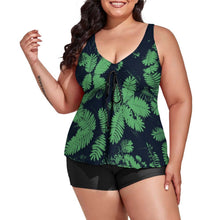 Cargar imagen en el visor de la galería, Tankini / Traje de Baño Talla Grande de Dos Piezas de Moda para Mujer QZ6065 Personalizado con Impresión Completa de múltiples imágenes con Foto Logo Patrón Texto