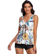 Cargar imagen en el visor de la galería, Tankini / Traje de Baño Dividido de Dos Piezas de Moda para Mujer QZ6065 Personalizado con Impresión Completa de una sola imagen con Foto Logo Patrón Texto