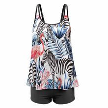 Cargar imagen en el visor de la galería, Tankini / Traje de Baño Sexy de Dos Piezas para Mujeres QZ6072 Personalizado con Impresión Completa de una imagen con Foto Logo Patrón Texto