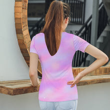 Cargar imagen en el visor de la galería, Camiseta para Mujer con Cuello de V de Manga Corta T01 Personalizada con Impresión Completa de una imagen con Foto Logo Patrón Texto