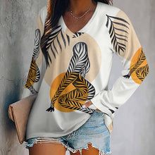 Cargar imagen en el visor de la galería, Camiseta holgada de manga larga con cuello en V de moda para mujer TLREV2 Personalizada con Impresión Completa de una imagen con Foto Logo Patrón Texto