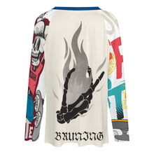 Cargar imagen en el visor de la galería, Camiseta holgada de manga larga con cuello en V de moda para mujer TLREV2 Personalizada con Impresión Completa de múltiples imágenes con Foto Logo Patrón Texto