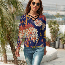 Cargar imagen en el visor de la galería, Camiseta Cuello en V Manga larga Sexy para Mujer NZ118 Personalizada con Impresión Completa de una imagen con Foto Logo Patrón Texto