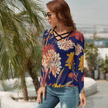 Cargar imagen en el visor de la galería, Camiseta Cuello en V Manga larga Sexy para Mujer NZ118 Personalizada con Impresión Completa de una imagen con Foto Logo Patrón Texto