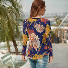 Cargar imagen en el visor de la galería, Camiseta Cuello en V Manga larga Sexy para Mujer NZ118 Personalizada con Impresión Completa de una imagen con Foto Logo Patrón Texto