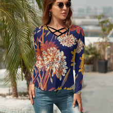 Cargar imagen en el visor de la galería, Camiseta Cuello en V Manga larga Sexy para Mujer NZ118 Personalizada con Impresión Completa de una imagen con Foto Logo Patrón Texto