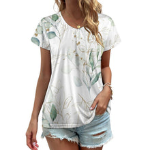 Cargar imagen en el visor de la galería, Camiseta de manga corta con cuello en V talla grande para mujer VT Personalizada con Impresión Completa de múltiples imágenes con Foto Logo Patrón Texto