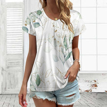 Cargar imagen en el visor de la galería, Camiseta de manga corta con cuello en V talla grande para mujer VT Personalizada con Impresión Completa de múltiples imágenes con Foto Logo Patrón Texto