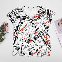 Cargar imagen en el visor de la galería, Camiseta de manga corta con cuello en V talla grande para mujer VT Personalizada con Impresión Completa de una imagen con Foto Logo Patrón Texto