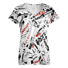 Cargar imagen en el visor de la galería, Camiseta de manga corta con cuello en V talla grande para mujer VT Personalizada con Impresión Completa de una imagen con Foto Logo Patrón Texto