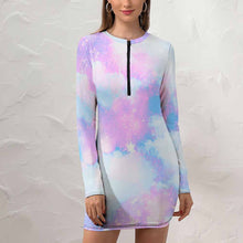Cargar imagen en el visor de la galería, Vestido Corto Ajustado Sexy de Manga Larga con Cremallera para mujer NZ017 Personalizado con Impresión Completa con Foto Logo Patrón Texto