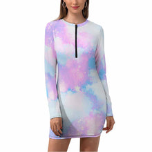 Cargar imagen en el visor de la galería, Vestido Corto Ajustado Sexy de Manga Larga con Cremallera para mujer NZ017 Personalizado con Impresión Completa con Foto Logo Patrón Texto