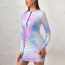 Cargar imagen en el visor de la galería, Vestido Corto Ajustado Sexy de Manga Larga con Cremallera para mujer NZ017 Personalizado con Impresión Completa con Foto Logo Patrón Texto