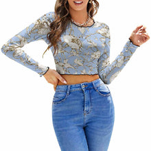Cargar imagen en el visor de la galería, Camiseta / Blusa de Fondo Cuello Redondo de Encaje para mujer NZ126 Personalizada con Impresión Completa de una imagen con Foto Logo Patrón Texto