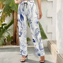 Cargar imagen en el visor de la galería, Pantalones de Pierna Ancha cordón elástico para Mujer NZ203 Personalizados con Impresión Completa de una imagen con Foto Logo Patrón Texto