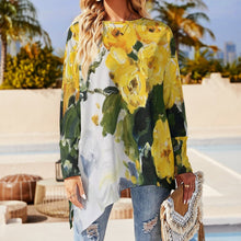 Cargar imagen en el visor de la galería, Camiseta manga larga con dobladillo irregular casual de moda para mujer XL Personalizada con Impresión Completa de múltiples imágenes con Foto Logo Patrón Texto