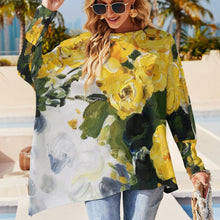 Cargar imagen en el visor de la galería, Camiseta manga larga con dobladillo irregular casual de moda para mujer XL Personalizada con Impresión Completa de múltiples imágenes con Foto Logo Patrón Texto