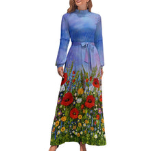 Cargar imagen en el visor de la galería, Vestido largo de cintura elástica elegante de moda para mujer XQ Personalizado con Impresión Completa de múltiples imágenes con Foto Logo Patrón Texto