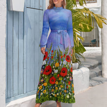 Cargar imagen en el visor de la galería, Vestido largo de cintura elástica elegante de moda para mujer XQ Personalizado con Impresión Completa de múltiples imágenes con Foto Logo Patrón Texto