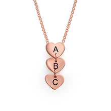 Cargar imagen en el visor de la galería, Collar familiar colgante corazón en plata de ley 925 chapado de oro rosa de 18K para mujer hombre X0056 Personalizado con texto nombre