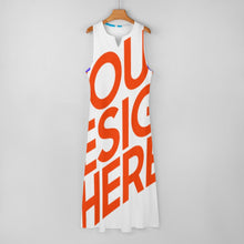Cargar imagen en el visor de la galería, Vestido largo sin mangas con Estampado tallas grandes para mujer GQ Personalizado con Impresión Completa de múltiples imágenes con Foto Logo Patrón Texto