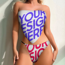 Cargar imagen en el visor de la galería, 2024 Nuevo Traje de baño conjunto de bikini push-up sin tirantes sexy 2 piezas personalizado con logotipo foto y texto (impresión de imágenes múltiples)