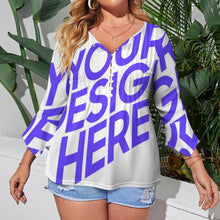 Cargar imagen en el visor de la galería, Camisa de mujer de manga larga con volantes de diez botones y manga de pétalo SDS20150 personalizado con patrón foto texto (impresión de imagen única)