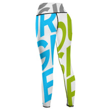 Cargar imagen en el visor de la galería, Leggings Deportivos para Fitness Gimnasio Pantalones de Yoga de Cintura Alta para Mujer YJ033 Personalizados con Impresión Completa de múltiples imágenes con Foto Logo Patrón Texto