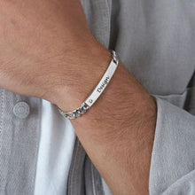 Cargar imagen en el visor de la galería, Pulsera de plata de ley 925 para mujer hombre con tira de circonitas chapada en oro rosa S0007 Personalizada Grabada con Texto Nombre