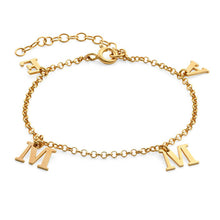 Cargar imagen en el visor de la galería, Pulsera Personalizada con colgante de letras S0016 con texto nombre para mujer hombre Cadena Ajustablede de cobre / plata de ley 925 chapada de oro rosa de 18K