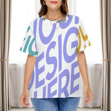 Cargar imagen en el visor de la galería, Camiseta casual manga corta talla grande para mujer A562 Personalizada con Impresión Completa de múltiples imágenes con Foto Logo Patrón Texto