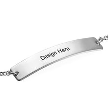 Cargar imagen en el visor de la galería, Pulsera de Identificación en Forma de Barra para Mujer Hombre S0027 Personalizada Grabada con Texto Nombre