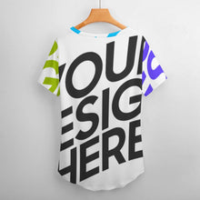Cargar imagen en el visor de la galería, Camiseta de manga corta con cuello en V talla grande de moda para mujer NZ109 Personalizada con Impresión Completa de múltiples imágenes con Foto Logo Patrón Texto