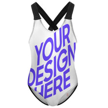 Cargar imagen en el visor de la galería, Bañador moda niña NT018 personalizado con patrón foto texto (impresión de imágenes múltiples)