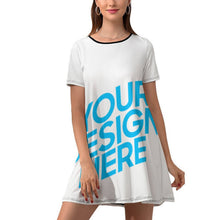 Cargar imagen en el visor de la galería, Vestido Holgado de Manga Corta Casual para Mujer NZ011 Personalizado con Impresión Completa con Foto Logo Patrón Texto