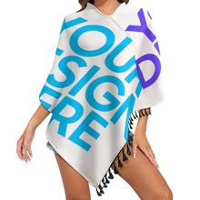 Cargar imagen en el visor de la galería, Poncho / Capa de punto versátil con flecos para mujer MY07 Personalizado con Impresión Completa de múltiples imágenes con Foto Logo Patrón Texto