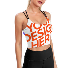 Cargar imagen en el visor de la galería, Top de Yoga con Tirantes Cruzados Sujetador Deportivo de Ejercicio Fitness para mujer YJ005 Personalizado con Impresión Completa de múltiples imágenes con Foto Logo Patrón Texto