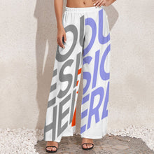 Cargar imagen en el visor de la galería, Pantalones de pierna ancha frescos de verano para mujer NP Personalizados con Impresión Completa de múltiples imágenes con Foto Logo Patrón Texto