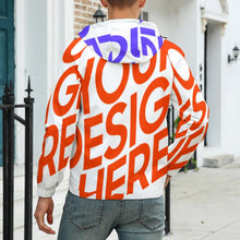 Cargar imagen en el visor de la galería, Chaqueta Gruesa de Velcro Invierno Con Capucha Cremallera para hombre A681 Personalizada con Impresión Completa de una imagen con Foto Logo Patrón Texto