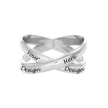 Cargar imagen en el visor de la galería, Anillo Cruzado / Anillo X / Doble Anillos de Cobre para Mujer Hombre J0015 Grabado Personalizado con Texto Nombre Letras