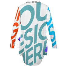 Cargar imagen en el visor de la galería, Vestido Holgado Casual de Dobladillo Irregular Manga Larga con Bolsillo para Mujer AKQ Personalizado Impresion Completa de Múltiples Imágenes con Foto Logo Patrón Texto