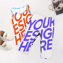 Cargar imagen en el visor de la galería, Camiseta sin manga pantalones cortos Traje / Conjunto ajustado de dos piezas para mujer PTZ Personalizada con Impresión Completa de múltiples imágenes con Foto Logo Patrón Texto