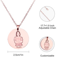 Cargar imagen en el visor de la galería, Collar Redondo Conmemorativo de Foto de Acero Titanio para Mujer Hombre Parejas SS1401109 Grabado Personalizado con Imagen Foto
