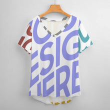 Cargar imagen en el visor de la galería, Camiseta de Manga Corta con Cuello en V para Mujer NZ109 Personalizada con Impresión Completa de múltiples imágenes con Foto Logo Patrón Texto