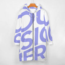 Cargar imagen en el visor de la galería, Sudadera Larga Casual Holgada con Cremallera Capucha Manga Larga para Mujer SDS002 Personalizada Impresion Completa de Una Imagen con Foto Logo Patrón Texto