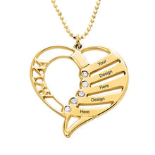 Cargar imagen en el visor de la galería, Collar de Corazon con Piedra de Nacimiento de Plata de Ley 925 X0021 Grabado Personalizado con Texto Nombre